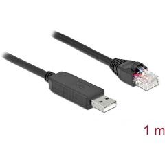 Delock 64160 USB-A 2.0 -> Serial RS-232 RJ45 M/M adatkábel 1m fekete FTDI chipset