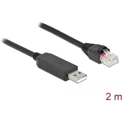 Delock 64161 USB-A 2.0 -> Serial RS-232 RJ45 M/M adatkábel 2m fekete FTDI chipset