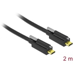 Delock 84138 USB-C 3.2 Gen2 -> USB-C 3.2 Gen2 M/M adatkábel 2m fekete csatlakozó csavarral