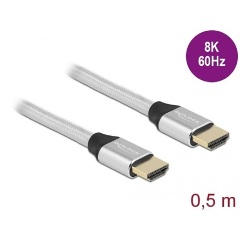 Delock certified HDMI 2.1 -> HDMI 2.1 M/M video kábel 0.5m ezüst