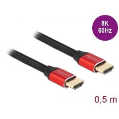 Delock certified HDMI 2.1 -> HDMI 2.1 M/M video kábel 0.5m piros