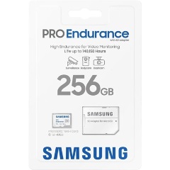 Samsung 256GB PRO Endurance (+adapter) UHS-1 Class10 U3 V30 vízálló ütésálló microSDXC memóriakártya BOX fehér