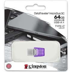 Kingston 64GB DataTraveler microDuo 3C USB 3.2 Gen 1 / USB-C pendrive lila