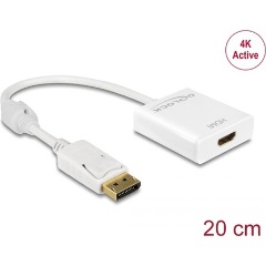 Delock DisplayPort 1.2 -> HDMI M/F aktív adapter 0.2m fehér