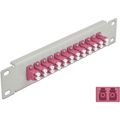 Delock 10  üvegszálas patch panel 12 portos LC Duplex ibolya 1U szürke