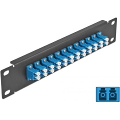 Delock 10  üvegszálas patch panel 12 portos LC Duplex kék 1U fekete