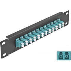 Delock 10  üvegszálas patch panel 12 portos LC Duplex vízkék 1U fekete