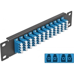 Delock 10  üvegszálas patch panel 12 portos LC Quad kék 1U fekete