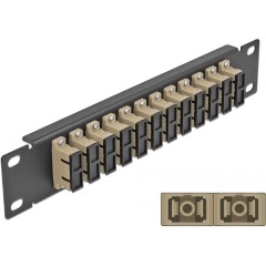 Delock 10  üvegszálas patch panel 12 portos SC Duplex bézs 1U fekete