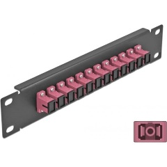 Delock 10  üvegszálas patch panel 12 portos SC Simplex ibolya 1U fekete