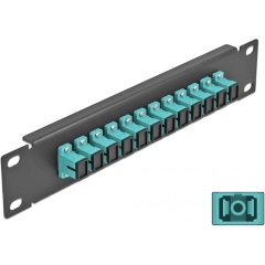 Delock 10  üvegszálas patch panel 12 portos SC Simplex vízkék 1U fekete