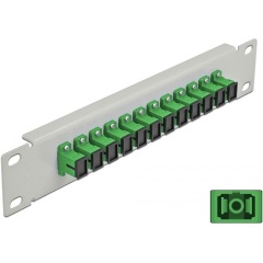 Delock 10  üvegszálas patch panel 12 portos SC Simplex zöld 1U szürke