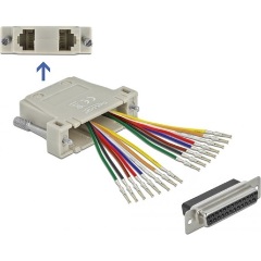 Delock D-Sub 25 tűs krimp anya - 2 x RJ45 anya eszközkészlettel bézs színben