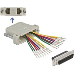Delock D-Sub 25 tűs krimp apa - 2 x RJ45 anya eszköz készlettel bézs színben