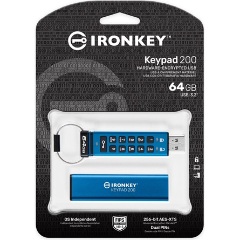 Kingston 64GB IronKey Keypad 200 USB 3.2 Gen 1 pendrive kék