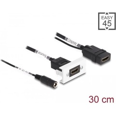 Delock HDMI 2.0 5V DC -> HDMI 2.0 F/F Easy 45 modul fehér-fekete 2,1x5,5mm