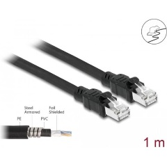 Delock RJ45 CAT6A F/UTP -> RJ45 CAT6A F/UTP M/M adatkábel 1m fekete