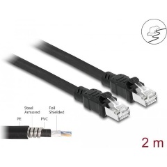 Delock RJ45 CAT6A F/UTP -> RJ45 CAT6A F/UTP M/M adatkábel 2m fekete