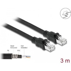 Delock RJ45 CAT6A F/UTP -> RJ45 CAT6A F/UTP M/M adatkábel 3m fekete