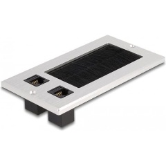 Delock Kábel bemenet kefével és 2 db. RJ45 Keystone modul Cat.6 alumínium