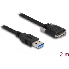 Delock Kábel USB 3.0 A-Típusú dugó - Micro-B Típusú dugó csavarokkal ellátott 2 m