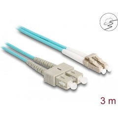 Delock LC Duplex -> SC Duplex M/M adatkábel 3m kék Multi-mode OM3, fém megerősítéssel