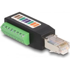 Delock RJ45 CAT5e UTP -> Terminal block 8pin M/F adapter fekete