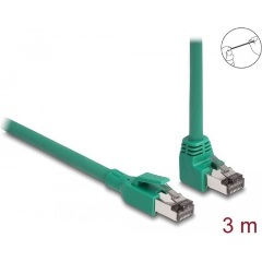 Delock PROFINET RJ45 CAT6 SF/UTP -> RJ45 CAT6 SF/UTP M/M adatkábel 3m zöld 90° egyenes/fel,