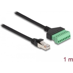 Delock RJ45 CAT6 UTP -> Terminal block 8pin M/F adatkábel 1m fekete