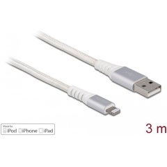 Delock USB-A 2.0 -> Lightning M/M adatkábel 3m fehér