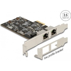 Delock i225 2,5Gb/s PCIe x2 Dual RJ45 hálózati adapter low profile