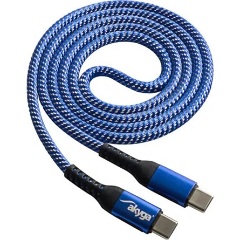 Akyga AK-USB-37 USB-C -> USB-C M/M adatkábel 1m kék-fehér (braided)