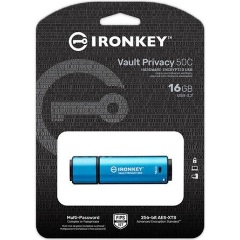 Kingston 16GB IronKey Vault Privacy 50 AES-256 Encrypted, FIPS 197 USBType-C 3.2 Gen1 pendrive