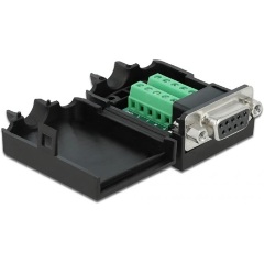 Delock D-Sub 9pin -> Terminal block 10pin F/F adapter fekete házzal