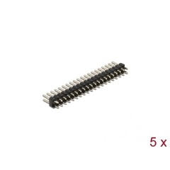 Delock Tűfejléc 20 tűs, 2,54 mm-es osztással, 2 soros, egyenes, 5 db.