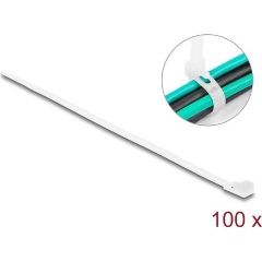 Delock Újrahasználható kábelkötegelő H 200 x Sz 4,8 mm 100 db. Fehér