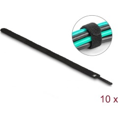 Delock Befűzős kábelkötegelő hossza 300 mm fekete 12 mm, 10 db.