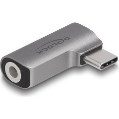 Delock USB-C -> Jack stereo 3,5mm (4pin) M/F adapter ezüst