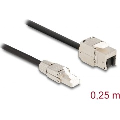 Delock RJ45 CAT6A S/FTP -> RJ45 CAT6A S/FTP M/F keystone modul 0.25m fekete