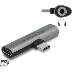 Delock USB-C -> Jack stereo 3,5mm (4pin) USB-C PD M/F adapter ezüst