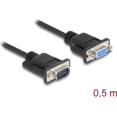 Delock Serial RS-232 DB9 -> Serial RS-232 DB9 M/F adatkábel 0.5m fekete null modem