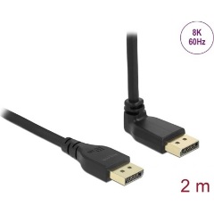 Delock DisplayPort 1.2 -> DisplayPort 1.2 M/M video kábel 2m fekete egyenes/90° fel