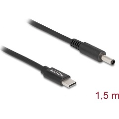 Delock USB-C -> DC 4,5 x 3,0mm M/M töltőkábel 1.5m fekete Dell