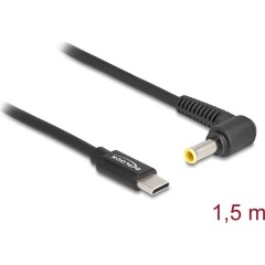 Delock USB-C -> DC 5,5 x 3,0mm M/M töltőkábel 1.5m fekete Samsung