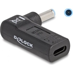 Delock USB-C -> DC 4,5 x 3,0mm F/M töltő adapter fekete 90°, HP