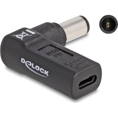 Delock USB-C -> DC 7,4 x 5,0mm F/M töltő adapter fekete 90°, HP