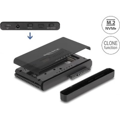 Delock USB Type-C  átalakító 1 db. M.2 NVMe SSD + 1 db. SATA SSD / HDD klón funkcióval