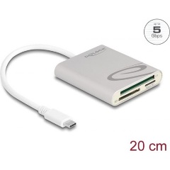 Delock USB Type-C  kártyaolvasó Compact Flash, SD vagy Micro SD memóriakártyákhoz