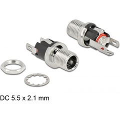 Delock DC csatlakozó anya 5,5 x 2,1 x 12,0 mm-es forrasztott foglalatfej verzióval