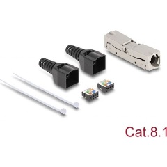Delock RJ45 csatoló LSA-LSA húzásmentesítővel, Cat.8.1 szerszámmentes